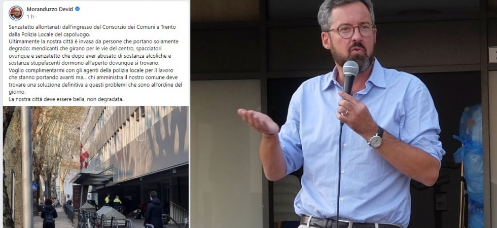 Senzatetto, per Moranduzzo la città di Trento è invasa da persone che portano degrado'' e serve Una soluzione definitiva''