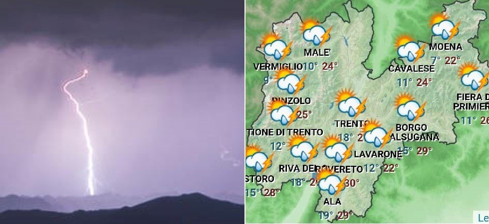 Maltempo nel fine settimana, raffiche di vento, rovesci e temporali in arrivo anche in Trentino