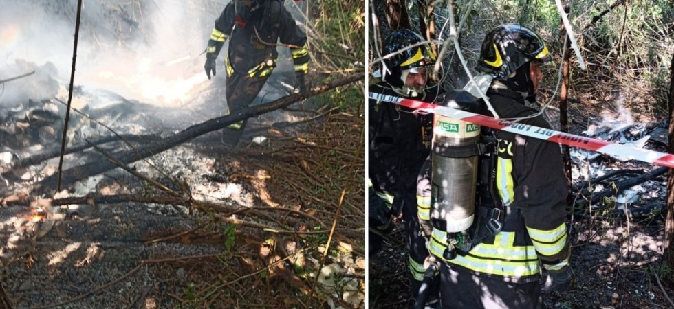 Ultraleggero precipita e prende fuoco, una persona è morta