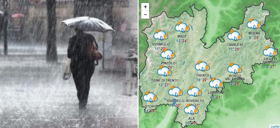 Maltempo, rovesci e temporali “anche intensi” in serata in Trentino