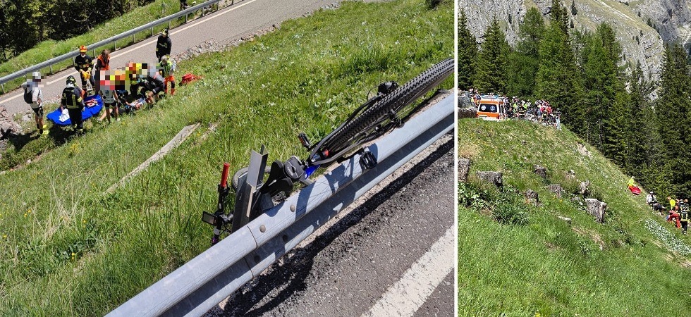 Sbaglia la traiettoria del tornante sul Sella e viene sbalzata nella scarpata: grave una ciclista di 24 anni