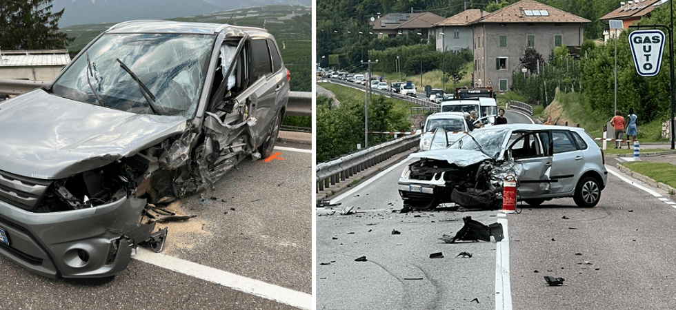 Violento scontro tra due auto in Val di Non: un mezzo ribaltato