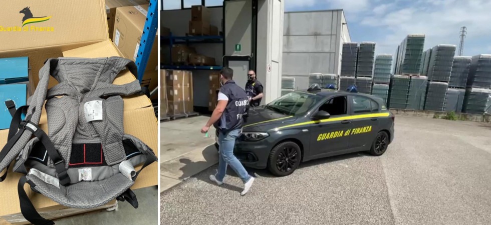 Sequestrati 1300 marsupi porta bambini che non rispettavano le norme di sicurezza, l'operazione della Guardia di Finanza