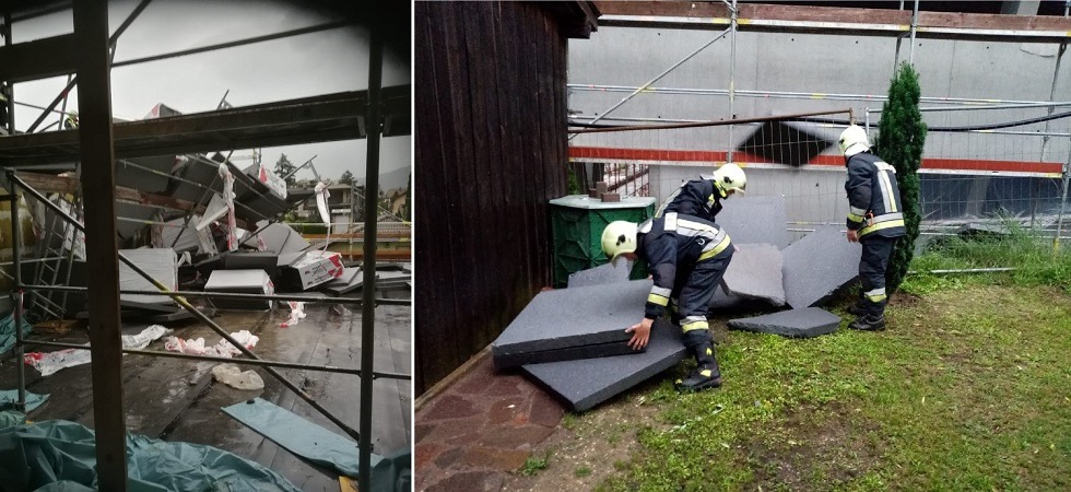 Raffiche di vento e pioggia, danni anche al cantiere della nuova caserma dei vigili del fuoco