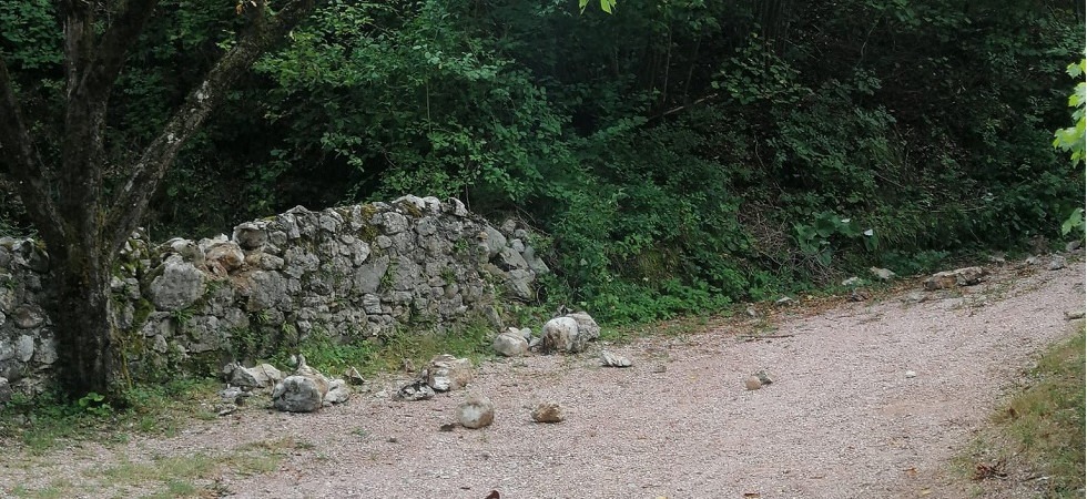 Maltempo, frana di sassi sulla strada forestale e nelle vicinanze di un'abitazione
