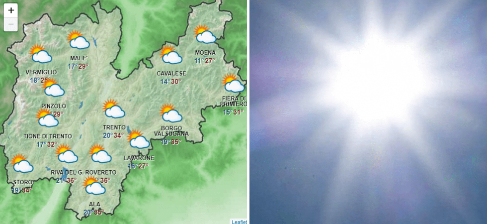 Meteo, dopo i temporali temperature in aumento in Trentino (anche oltre i 35 gradi)