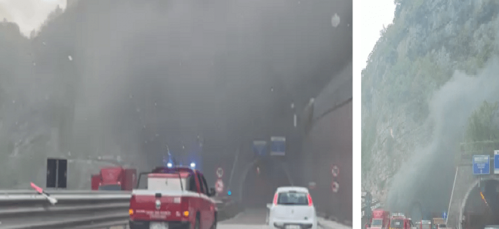 Fiamme nella galleria dei Crozi, Valsugana bloccata e vigili del fuoco in azione