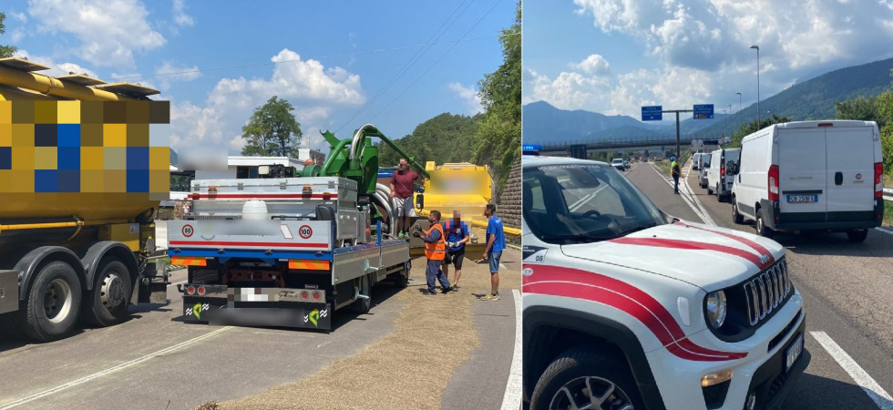 Mezzo pesante ribaltato, è stato riaperto il tratto della Valsugana tra Pergine e Levico
