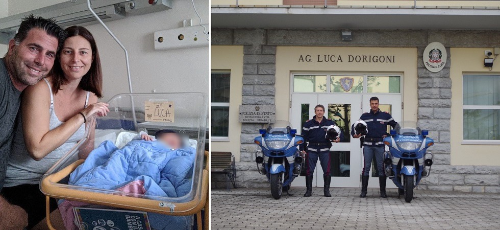 Il sorriso di mamma Stefania e papà Matteo con il loro bimbo Luca