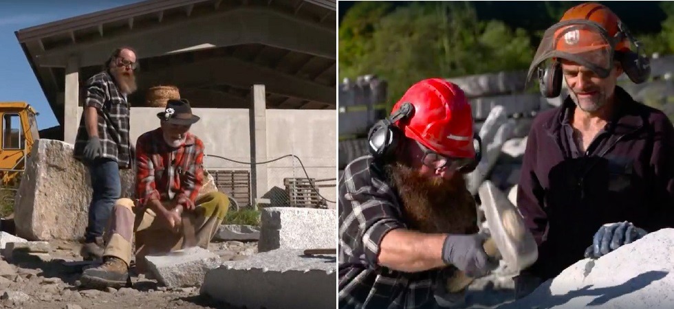 Mirko Matteucci in Val di Genova per "imparare" il lavoro dello spaccapietre