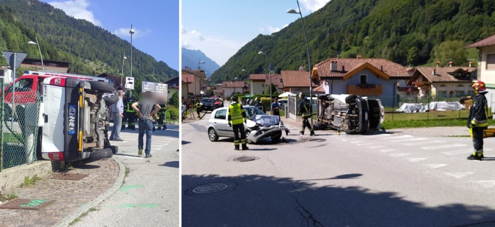 Violento schianto frontale a Roncone, un pick up si è ribaltato
