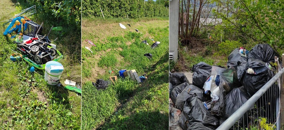 Immondizia di ogni genere abbandonata nei frutteti dei sobborghi di Trento, 2 persone multate