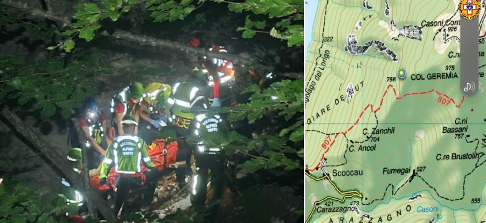 I cinghiali bloccano il sentiero, lui si spaventa e precipita per oltre 30 metri