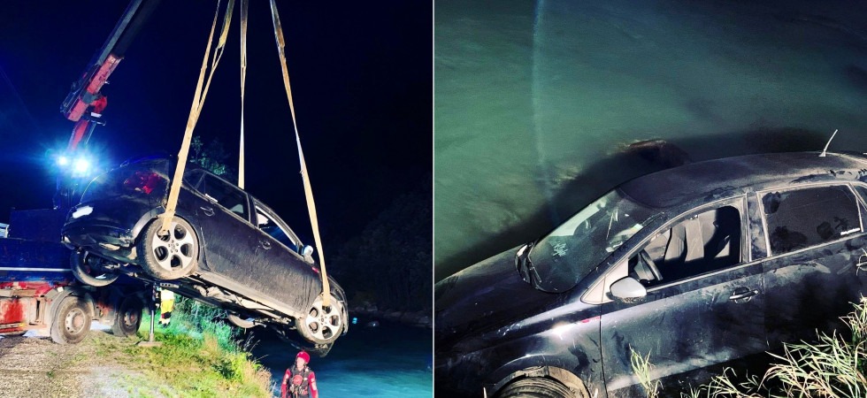 Perde il controllo dell'auto e precipita in un scarpata finendo sul greto di un fiume