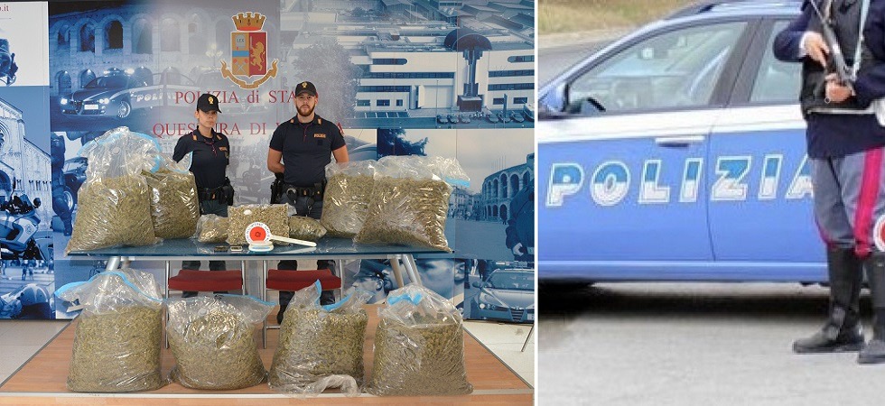 Fermano un'auto per un controllo e trovano 40 chili di marijuana: corriere della droga bloccato dagli agenti