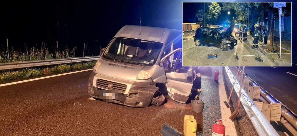 Prima un'auto si schianta contro un albero e poche ore dopo un furgoncino finisce contro il guard rail