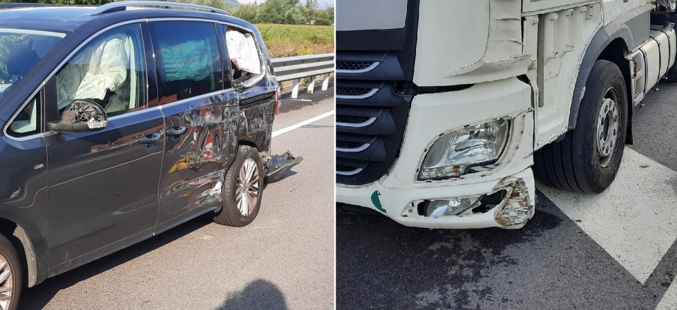 Scontro auto - camion in Valsugana, coinvolta una famiglia con tre bambini