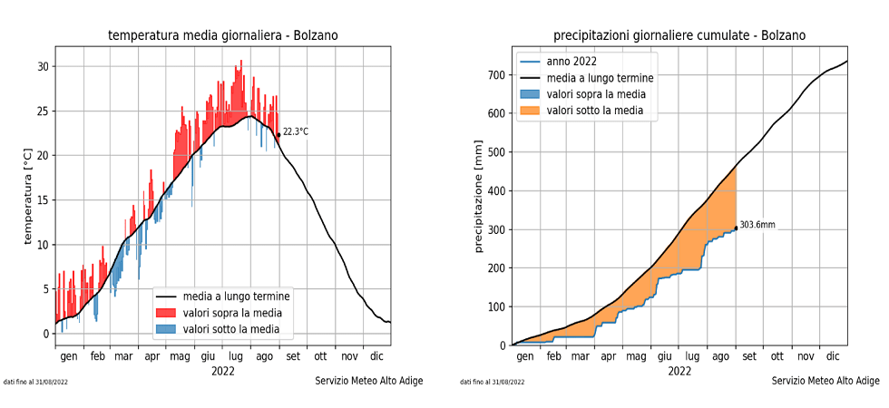 In 172 anni di rivelazioni è la seconda estate più calda di sempre: il picco a Bolzano con 39 gradi