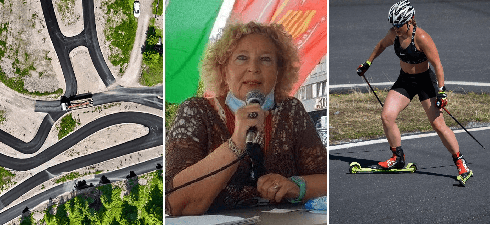 Foto a sx Walter Donegà (pista Passo Lavazè) "No alla pista da ski roll a Tesero"