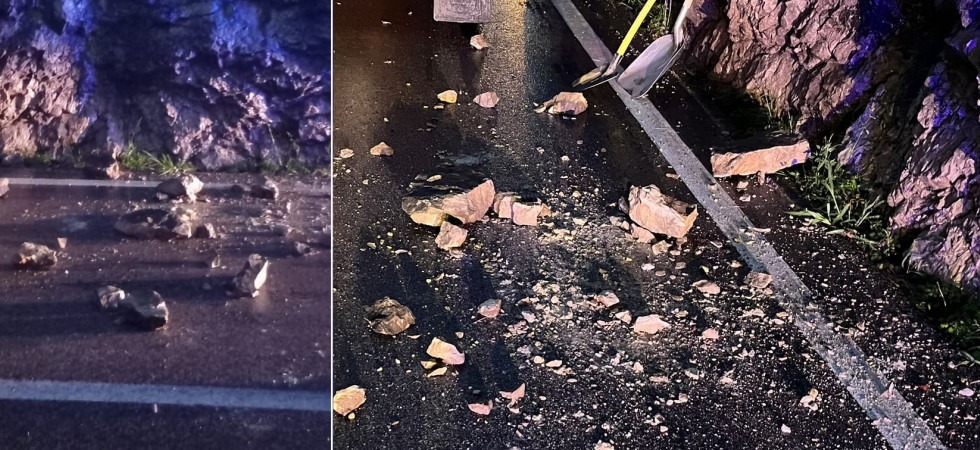Maltempo, smottamento sulla SS45bis in direzione di Trento, l'intervento dei vigili del fuoco
