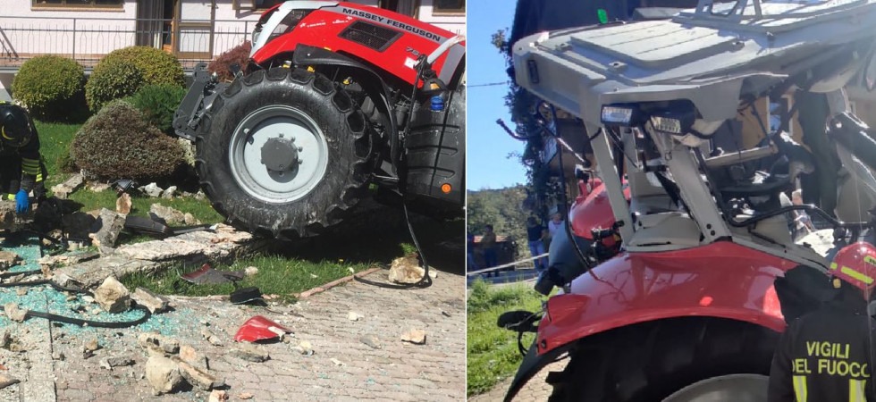 Perde il controllo del trattore e si schianta contro un muro: 23enne alla guida ubriaco
