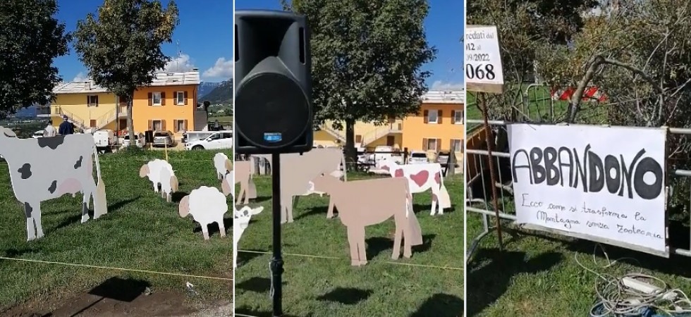 Alla storica Fiera del Bestiame di Erbezzo sagome di cartone al posto degli animali