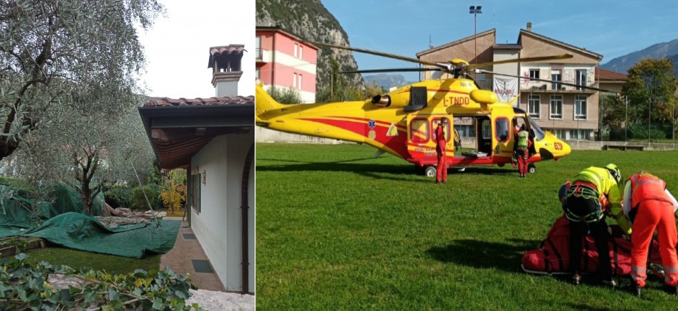 Paura a Dro, precipita da un olivo davanti agli occhi dei famigliari: 73enne trasportato in elicottero all'ospedale di Trento