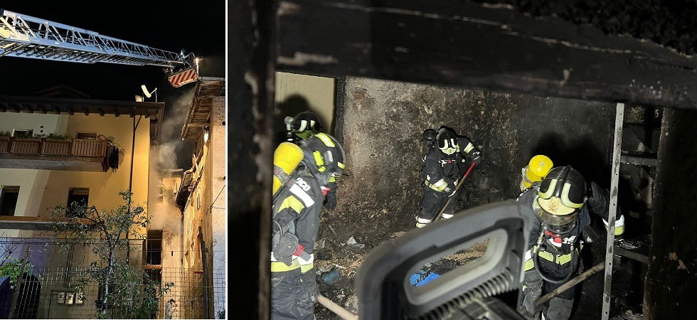 Fiamme in un vecchio edificio, due persone evacuate