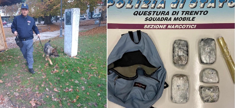 Vede la polizia entrare al parco e prova scappare, viene fermato con 2,5 chili di eroina nello zaino