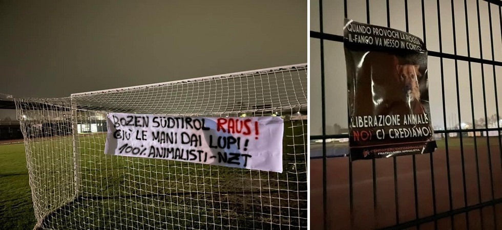 Blitz degli animalisti durante la partita della Virtus Bolzano: “Giù le mani dai lupi”