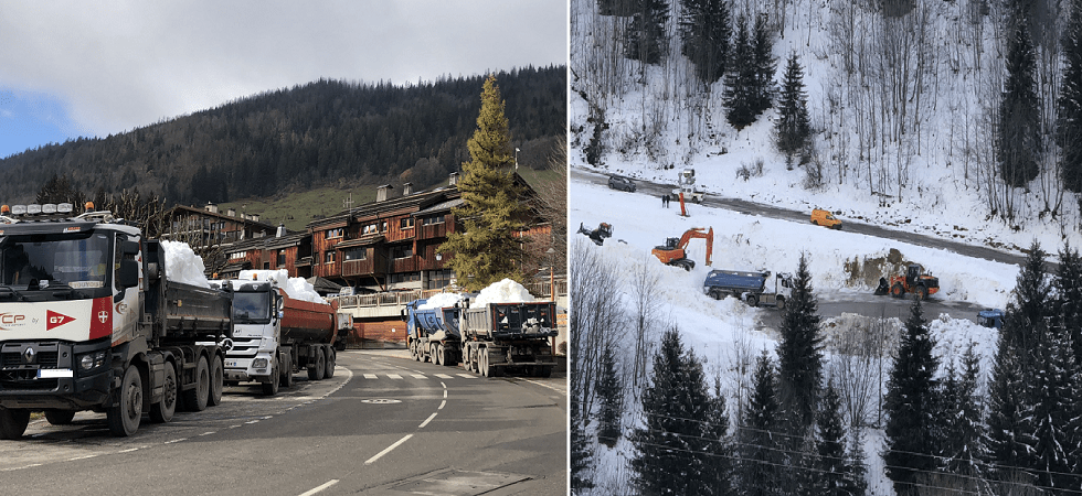 La neve per la Coppa del Mondo di Biathlon arriva in camion: via vai di mezzi pesanti per le piste a 1.000 metri di Le Grand