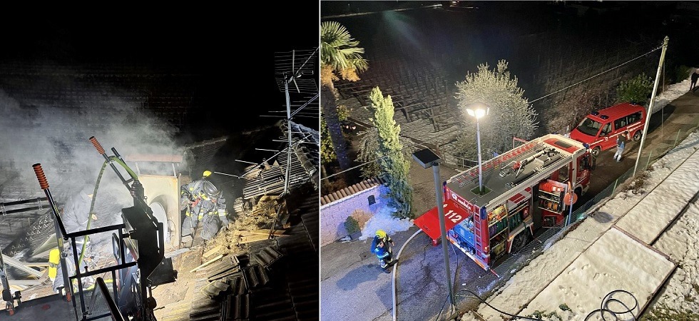 A fuoco il camino di un'abitazione, le fiamme rischiano di propagarsi al sottotetto