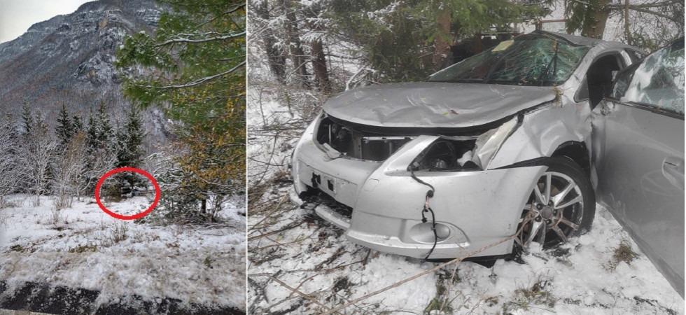 Un'auto esce di strada e schianta violentemente contro un albero: due feriti trasferiti all'ospedale