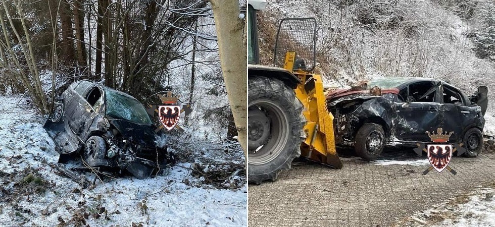 Scendono dall'auto per cambiare le catene ma il mezzo scivola sul ghiaccio e finisce nel bosco: in azione i pompieri a Imer