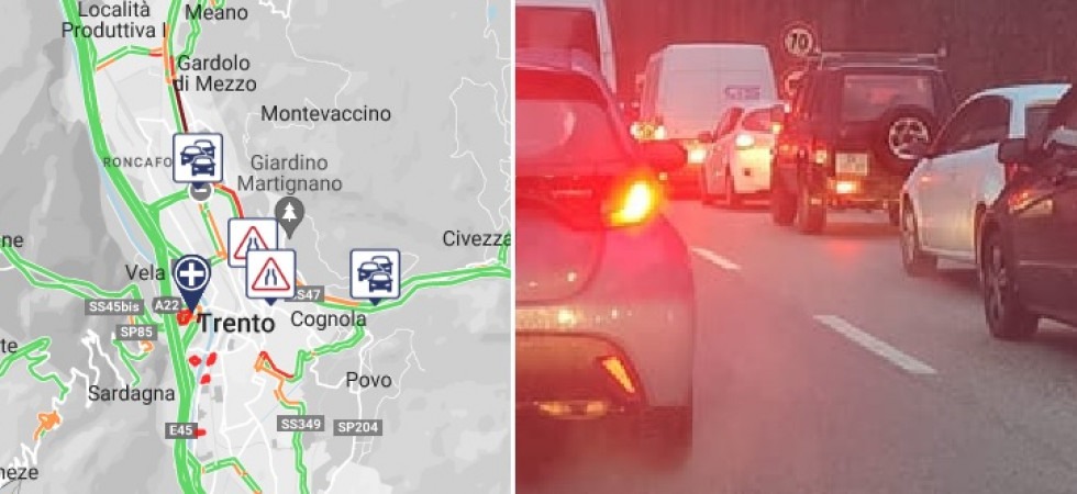 Trento, mattinata difficile per il traffico: mezzo pesante bloccato, code sulla SS12 a Spini di Gardolo