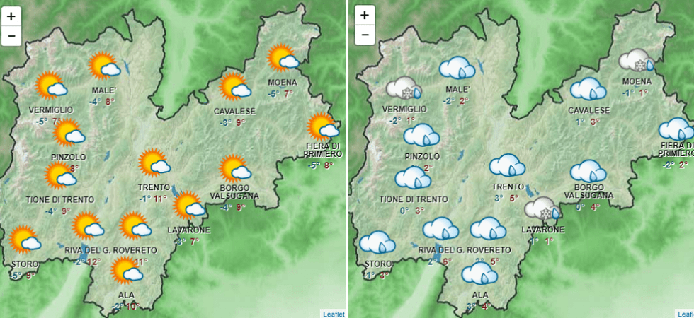 Meteo, sole sul Trentino fino al weekend ma con domenica torna la pioggia (e la neve sopra i 1.200 metri)
