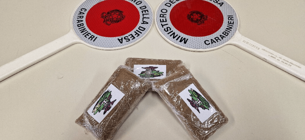 Scappa dai carabinieri e nasconde 300 grammi di hashish vicino ad un negozio: il commerciante lo vede e avverte le autorità