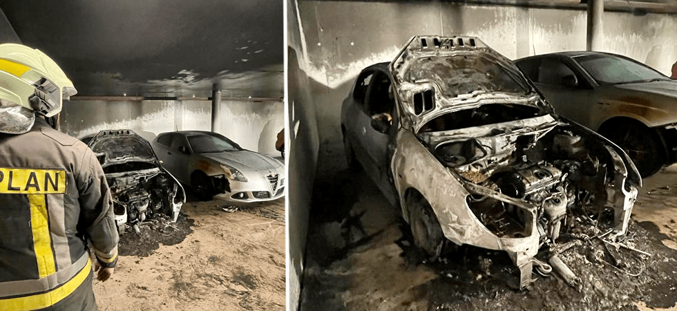 Un'auto va a fuoco e il fumo invade il garage: 5 persone intossicate e altri veicoli coinvolti