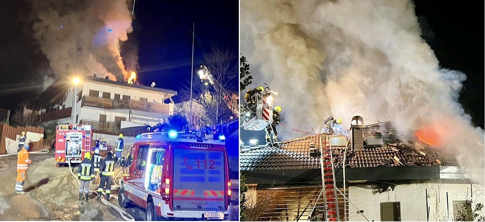 Paura nel corso della notte, in fiamme il tetto di un'abitazione