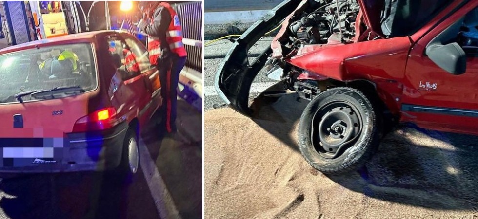 Si schianta con l'auto contro il guard-rail, paura all'alba