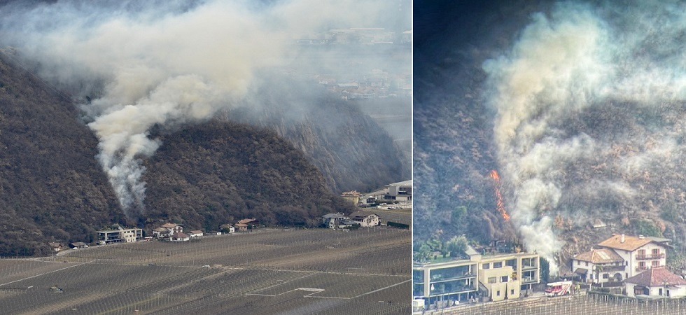 Fiamme nel bosco, l'incendio rischia di propagarsi per il forte vento