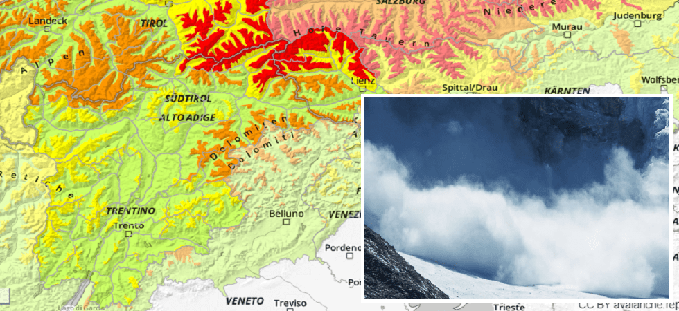Valanghe, allerta rossa tra Austria e Alto Adige: “Forte pericolo, condizioni critiche per escursioni e discese fuori pista”