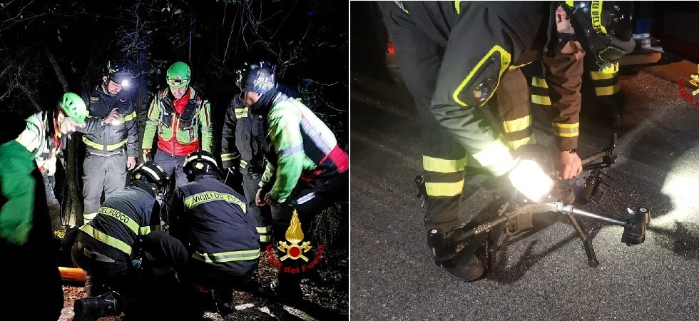 Sparisce dopo che la sua macchina era volata in una scarpata: ritrovata nella notte la conducente grazie ai droni