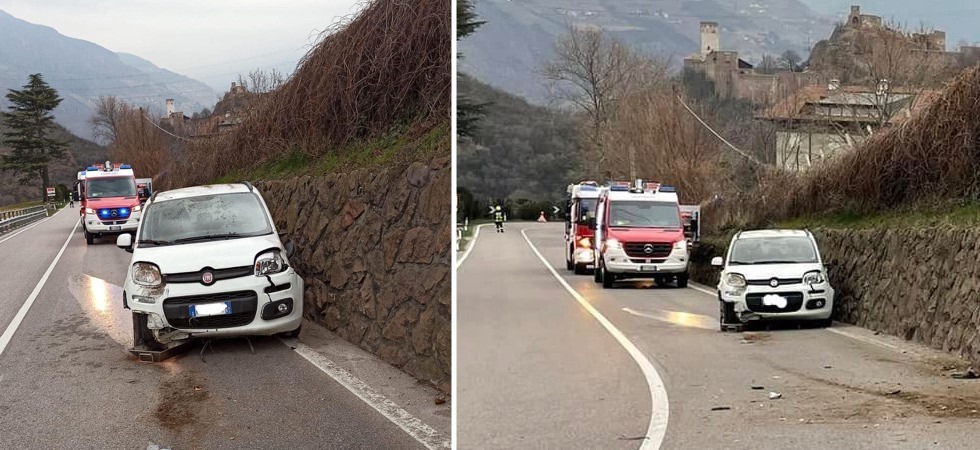 Perde il controllo del mezzo, sbanda e finisce contro un muretto: momenti di paura lungo la Strada del vino