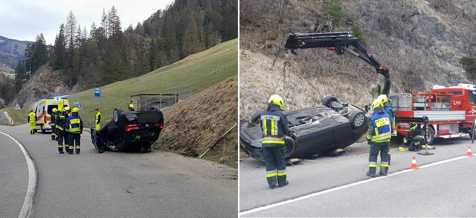 Perde il controllo dell'auto si ribalta: momenti di paura per le due persone a bordo