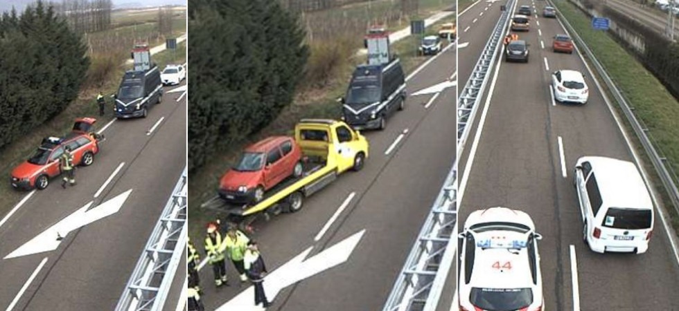 Doppio incidente in tangenziale a Trento, prima un tamponamento e poi un'auto si è cappottata