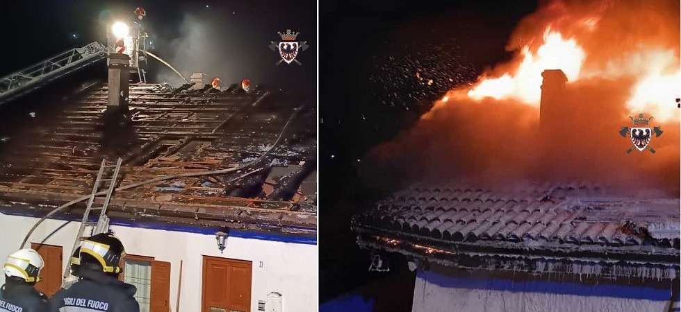 Devastato il tetto e la mansarda di un maso