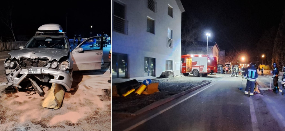 Finisce con l'auto contro una barriera di cemento, violento schianto nella notte