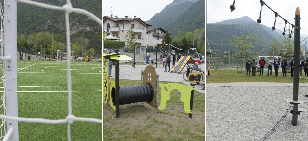 Campo da calcio, giochi e una “spiaggia verde” fino al torrente: inaugurato il nuovo parco urbano ad Ala