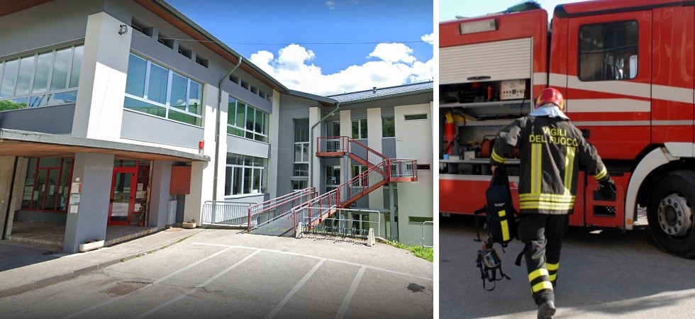 Foto d'archivio Fuga di gas a scuola, evacuati in 140 fra studenti e insegnanti: i vigili del fuoco sul posto